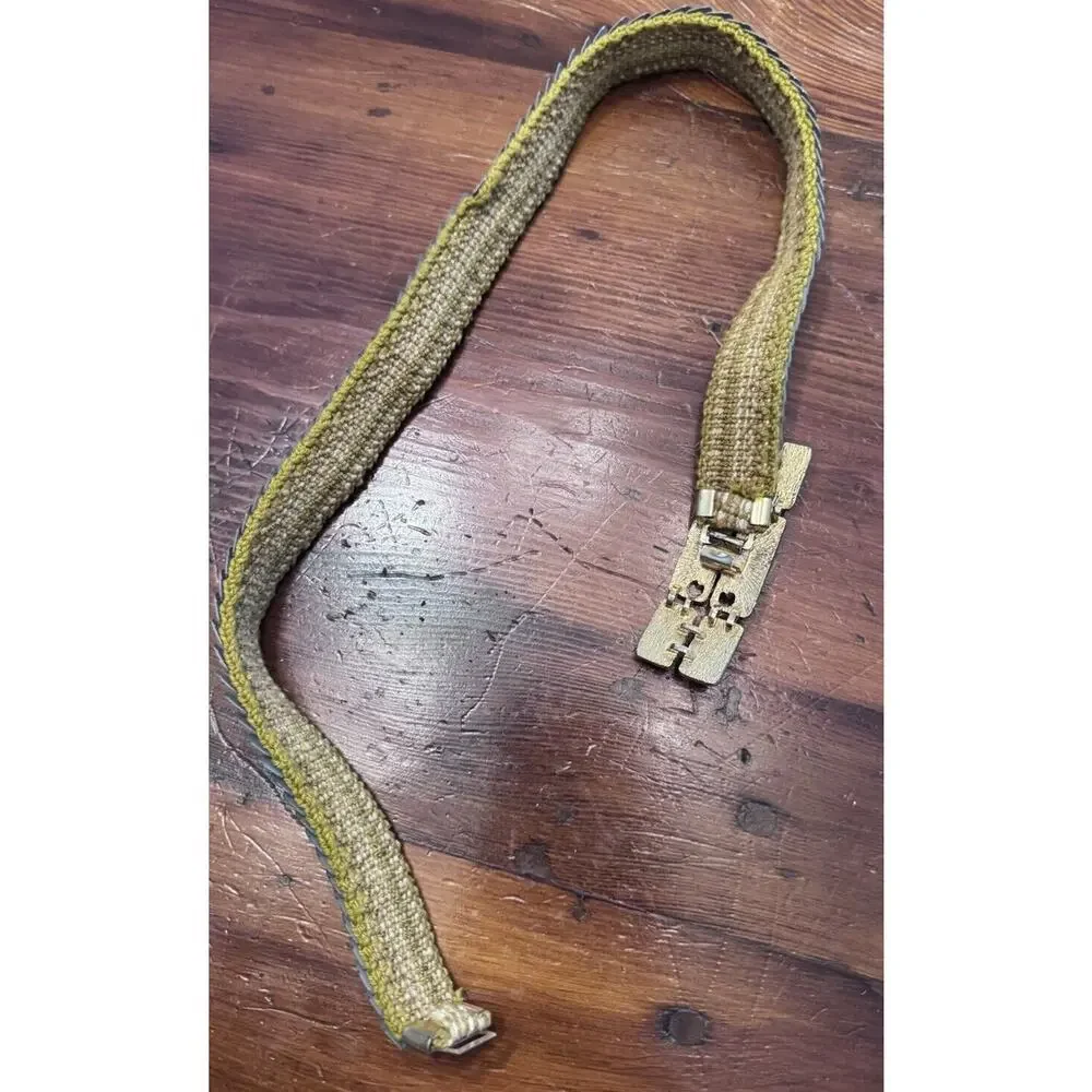 Vintage Art Deco Gold Metallic Fish Scale Elastic Glam Stretchy Belt - Picture 9 of 10